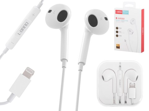 L-BRNO Słuchawki douszne przewodowe Lightning białe Bluetooth L-BRNO Słuchawki douszne przewodowe Lightning białe Bluetooth