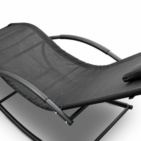 Leżak Bujany Ogrodowy Plażowy Czarny Leżak Bujany Ogrodowy Plażowy Czarny