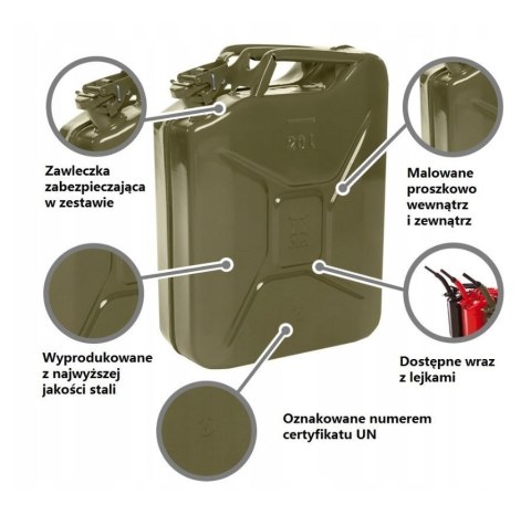 Stalowy kanister na paliwo 20litrów BITUXX Stalowy kanister na paliwo 20litrów BITUXX