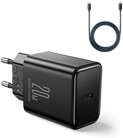 Ładowarka sieciowa Joyroom JR-TCF06 20W PD 3.0 QC 3.0 1x USB-C czarna + kabel Ładowarka sieciowa Joyroom JR-TCF06 20W PD 3.0 QC 3.0 1x USB-C czarna + kabel