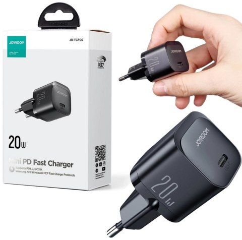 Mini ładowarka sieciowa Joyroom JR-TCF02 20W PD 3.0 QC 3.0 1x USB-C czarna Mini ładowarka sieciowa Joyroom JR-TCF02 20W PD 3.0 QC 3.0 1x USB-C czarna