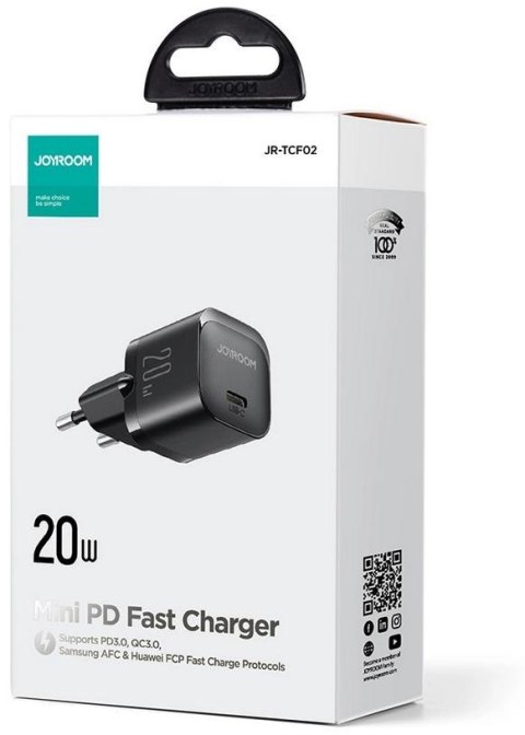 Mini ładowarka sieciowa Joyroom JR-TCF02 20W PD 3.0 QC 3.0 1x USB-C czarna Mini ładowarka sieciowa Joyroom JR-TCF02 20W PD 3.0 QC 3.0 1x USB-C czarna