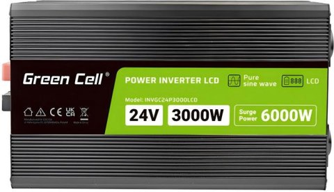 PRZETWORNICA NAPIĘCIA Green Cell PowerInverter LCD 24V / 230V 3000/6000W CZYSTA SINUSOIDA PRZETWORNICA NAPIĘCIA Green Cell PowerInverter LCD 24V / 230V 3000/6000W CZYSTA SINUSOIDA