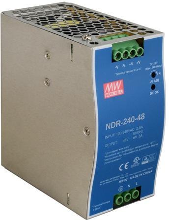 ZASILACZ IMPULSOWY NA SZYNĘ DIN MEAN WELL NDR-240-48 48V/240W/5A ZASILACZ IMPULSOWY NA SZYNĘ DIN MEAN WELL NDR-240-48 48V/240W/5A