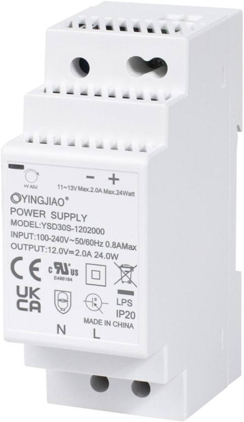 ZASILACZ IMPULSOWY NA SZYNĘ DIN YINGJIAO YSD30S-1202000 12V/24W/2A ZASILACZ IMPULSOWY NA SZYNĘ DIN YINGJIAO YSD30S-1202000 12V/24W/2A