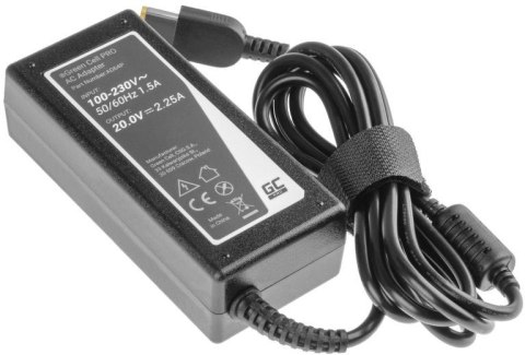 ZASILACZ ŁADOWARKA DO LAPTOPA LENOVO Green Cell PRO AD64P 20V 2,25A 45W Slim Tip ZASILACZ ŁADOWARKA DO LAPTOPA LENOVO Green Cell PRO AD64P 20V 2,25A 45W Slim Tip