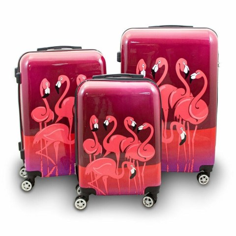 ZESTAW KOMPLET NOWOCZESNYCH WALIZEK 3D PODRÓŻNYCH M L XL WALIZKI FLAMINGO ZESTAW KOMPLET NOWOCZESNYCH WALIZEK 3D PODRÓŻNYCH M L XL WALIZKI FLAMINGO