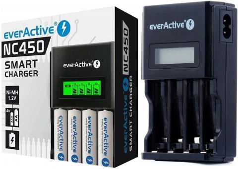 Ładowarka procesorowa do akumulatorków AA/AAA everActive NC-450 LCD Ładowarka procesorowa do akumulatorków AA/AAA everActive NC-450 LCD