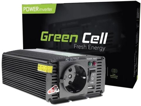 PRZETWORNICA NAPIĘCIA INWERTER Green Cell 12V / 230V 300W/600W MODYFIKOWANA SINUSOIDA INV01DE PRZETWORNICA NAPIĘCIA INWERTER Green Cell 12V / 230V 300W/600W MODYFIKOWANA SINUSOIDA INV01DE