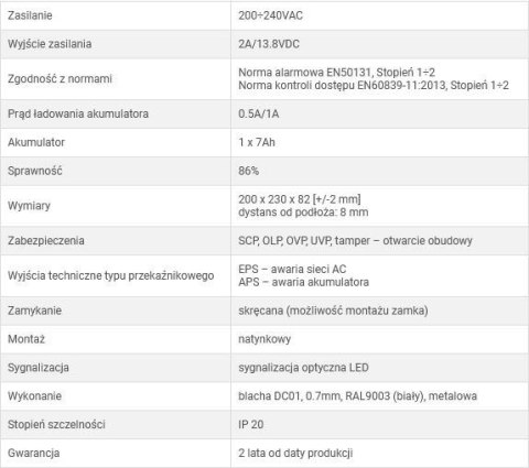 ZASILACZ BUFOROWY IMPULSOWY GRADE 2 Pulsar HPSG2-12V2A-B ZASILACZ BUFOROWY IMPULSOWY GRADE 2 Pulsar HPSG2-12V2A-B