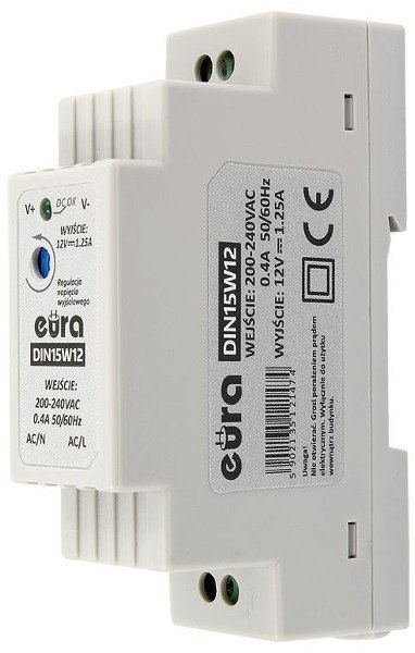 ZASILACZ DIN ''EURA'' DIN15W12 12V 1,25 A DC ZASILACZ DIN ''EURA'' DIN15W12 12V 1,25 A DC