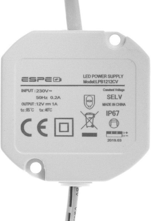 ZASILACZ DOPUSZKOWY ESPE LPB1212CV DC PLUG 5.5/2.1S 12V 1.25A ZASILACZ DOPUSZKOWY ESPE LPB1212CV DC PLUG 5.5/2.1S 12V 1.25A
