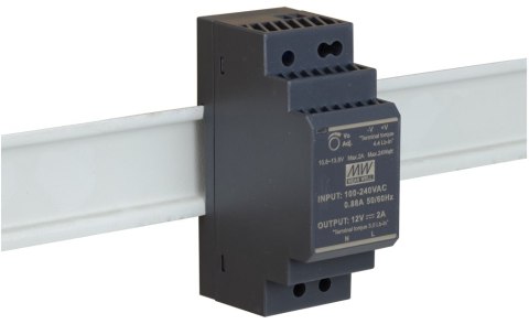 ZASILACZ IMPULSOWY NA SZYNĘ DIN MEAN WELL HDR-30-12 12V/30W/2A ZASILACZ IMPULSOWY NA SZYNĘ DIN MEAN WELL HDR-30-12 12V/30W/2A