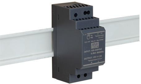 ZASILACZ IMPULSOWY NA SZYNĘ DIN MEAN WELL HDR-30-15 15V/30W/2A ZASILACZ IMPULSOWY NA SZYNĘ DIN MEAN WELL HDR-30-15 15V/30W/2A