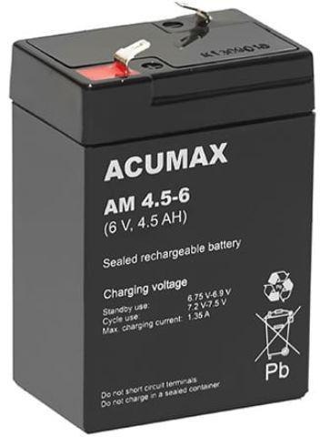 Akumulator AGM ACUMAX serii AM 6V 4,5Ah Akumulator AGM ACUMAX serii AM 6V 4,5Ah