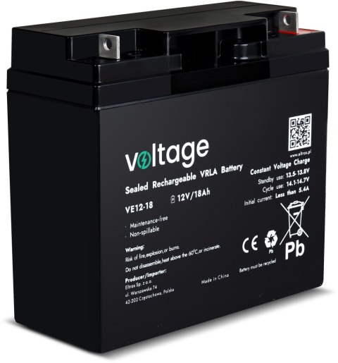 Akumulator AGM Voltage 12V 18Ah VE12-18 Akumulator AGM Voltage 12V 18Ah VE12-18