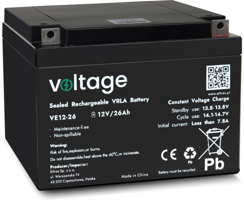Akumulator AGM Voltage 12V 26Ah VE12-26 Akumulator AGM Voltage 12V 26Ah VE12-26