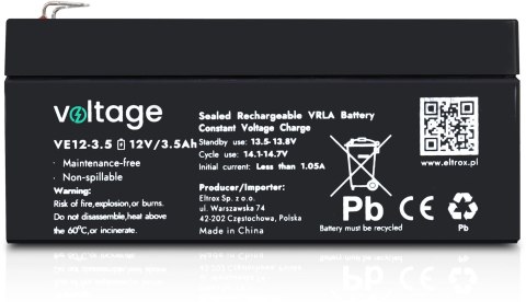Akumulator AGM Voltage 12V 3,5Ah VE12-3.5 Akumulator AGM Voltage 12V 3,5Ah VE12-3.5