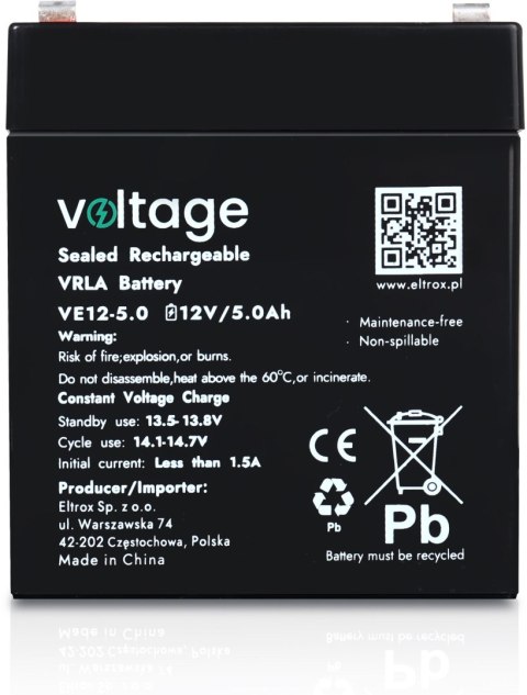 Akumulator AGM Voltage 12V 5Ah VE12-5.0 Akumulator AGM Voltage 12V 5Ah VE12-5.0