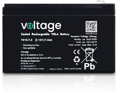 Akumulator AGM Voltage 12V 7Ah VE12-7.0 Akumulator AGM Voltage 12V 7Ah VE12-7.0