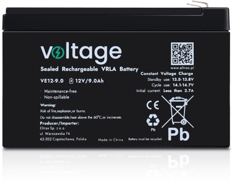Akumulator AGM Voltage 12V 9Ah VE12-9.0 Akumulator AGM Voltage 12V 9Ah VE12-9.0
