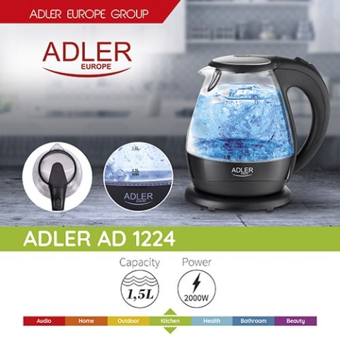 SZKLANY CZAJNIK BEZPRZEWODOWY ADLER 1,5 L