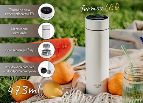 Termos LED 473ml biały