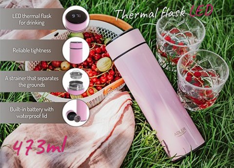 Termos LED 473ml różowy