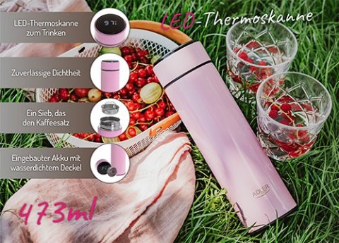 Termos LED 473ml różowy
