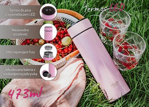 Termos LED 473ml różowy
