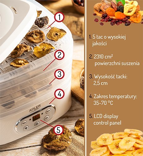 Suszarka do grzybów, ziół i żywności - dehydrator
