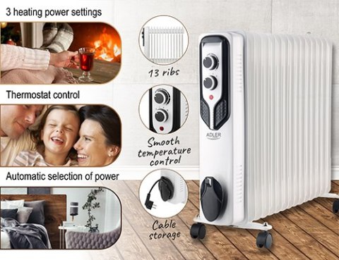 Grzejnik Olejowy 15 Żeberkowy z regulacją 2500W