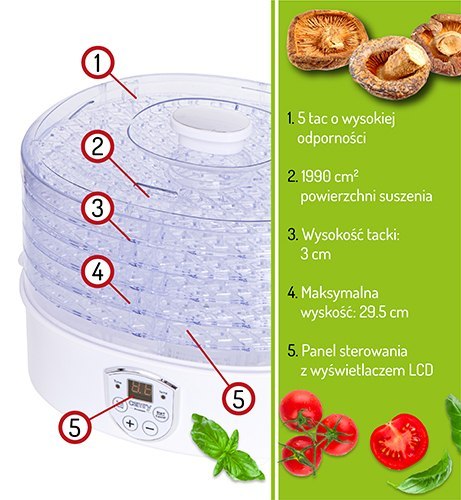 Suszarka do grzybów, ziół i żywności - dehydrator