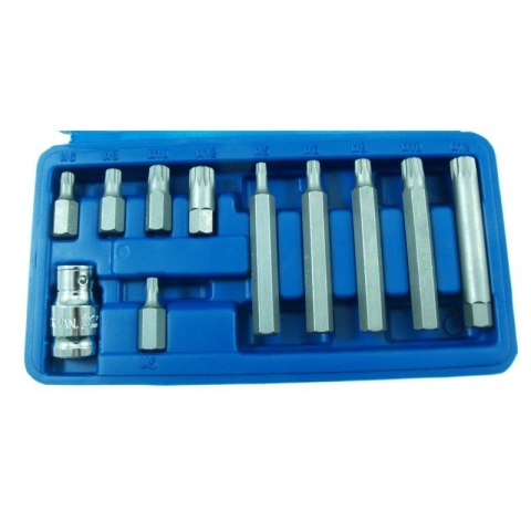 Zestaw bitów SPLINE, 12-kątnych 10 szt. + adapter Zestaw bitów SPLINE, 12-kątnych 10 szt. + adapter
