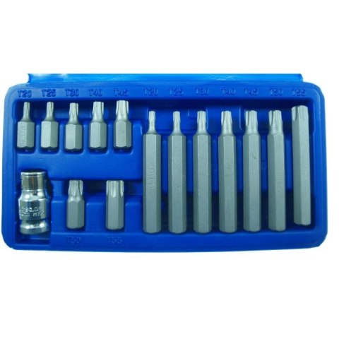 Zestaw bitów TORX, 6-kątnych 14 szt. + adapter Zestaw bitów TORX, 6-kątnych 14 szt. + adapter
