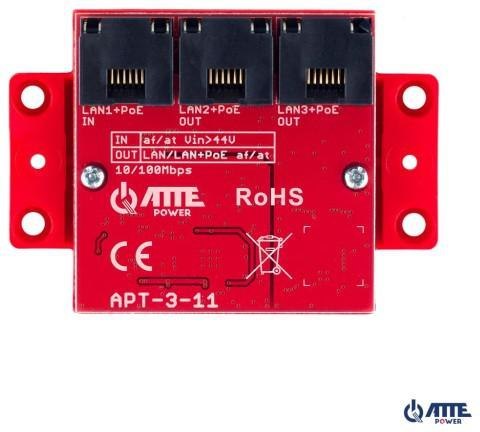 ATTE APT-3-11 Switch PoE 3 portowy 10/100Mbps, extender ATTE APT-3-11 Switch PoE 3 portowy 10/100Mbps, extender