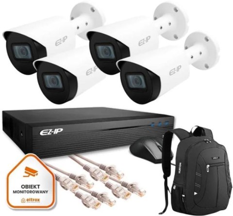 Zestaw monitoringu 4 kamer tubowych IP EZ-IP by Dahua niezawodna ochrona 2K Zestaw monitoringu 4 kamer tubowych IP EZ-IP by Dahua niezawodna ochrona 2K