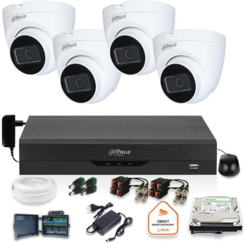Zestaw monitoringu Dahua 4 kamery kopułkowe 2Mpx Dysk 1TB Zestaw monitoringu Dahua 4 kamery kopułkowe 2Mpx Dysk 1TB