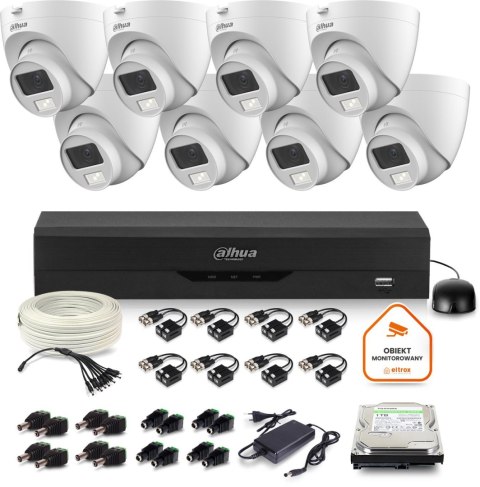 Zestaw monitoringu Dahua 8x kamera kopułkowa HAC-HDW1500CLQ-IL-A-0280B-S2 1TB IR 20m 51mp Zestaw monitoringu Dahua 8x kamera kopułkowa HAC-HDW1500CLQ-IL-A-0280B-S2 1TB IR 20m 51mp