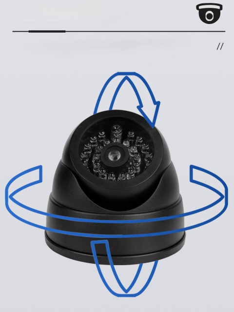 ATRAPA KAMERY CCTV MONITORING KAMERA KOPUŁKOWA DIODA IR LED CZARNA ATRAPA KAMERY CCTV MONITORING KAMERA KOPUŁKOWA DIODA IR LED CZARNA