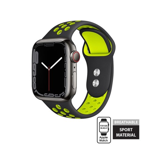 Crong Duo Sport - Pasek do Apple Watch 38/40/41/42 mm (czarny/limonkowy) Crong Duo Sport - Pasek do Apple Watch 38/40/41/42 mm (czarny/limonkowy)