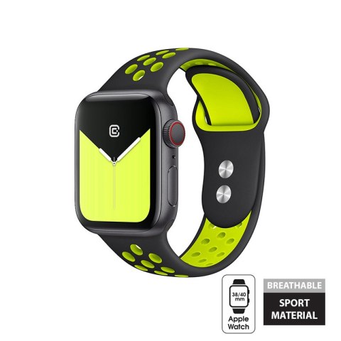 Crong Duo Sport - Pasek do Apple Watch 38/40/41/42 mm (czarny/limonkowy) Crong Duo Sport - Pasek do Apple Watch 38/40/41/42 mm (czarny/limonkowy)