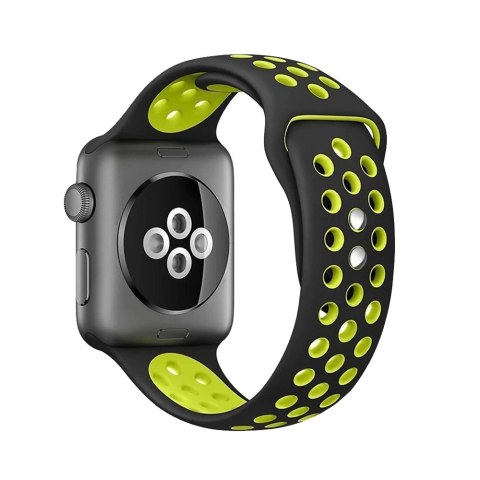Crong Duo Sport - Pasek do Apple Watch 38/40/41/42 mm (czarny/limonkowy) Crong Duo Sport - Pasek do Apple Watch 38/40/41/42 mm (czarny/limonkowy)