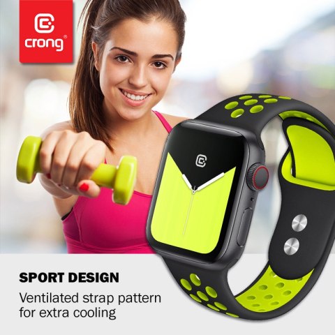 Crong Duo Sport - Pasek do Apple Watch 38/40/41/42 mm (czarny/limonkowy) Crong Duo Sport - Pasek do Apple Watch 38/40/41/42 mm (czarny/limonkowy)