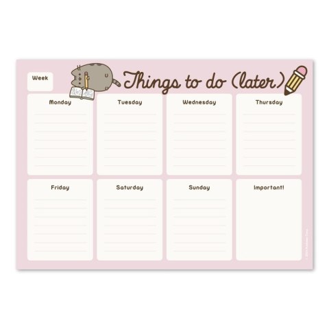 Pusheen - Planner tygodniowy na biurko z kolekcji Rose 54 kartki Pusheen - Planner tygodniowy na biurko z kolekcji Rose 54 kartki