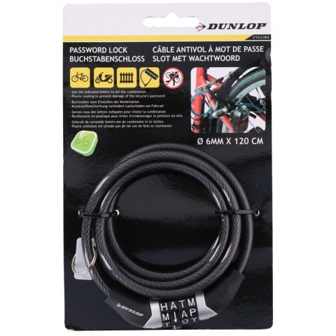 Dunlop - Zapięcie do roweru z szyfrem (Czarny) Dunlop - Zapięcie do roweru z szyfrem (Czarny)