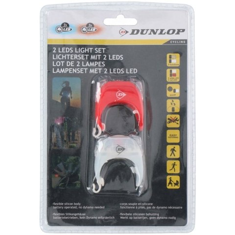 Dunlop - Zestaw silikonowych lamp rowerowych LED przód i tył Dunlop - Zestaw silikonowych lamp rowerowych LED przód i tył