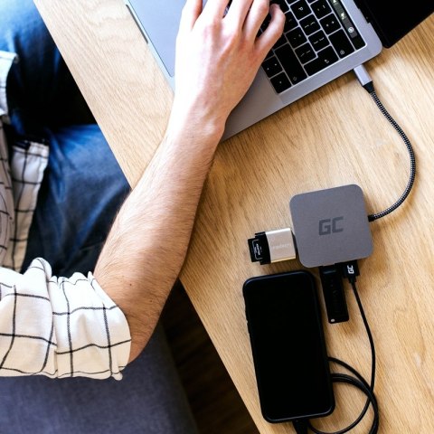 Green Cell - Adapter, Przejściówka, HUB USB-C 6w1 (USB 3.0 HDMI Ethernet USB-C) Green Cell - Adapter, Przejściówka, HUB USB-C 6w1 (USB 3.0 HDMI Ethernet USB-C)