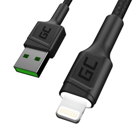 Green Cell Ray - Kabel Przewód USB - Lightning 200cm z białym podświetleniem LED, szybkie ładowanie Apple 2.4A Green Cell Ray - Kabel Przewód USB - Lightning 200cm z białym podświetleniem LED, szybkie ładowanie Apple 2.4A