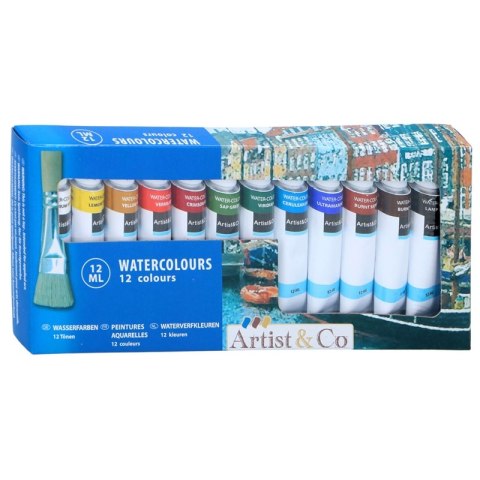 Farby akwarelowe w tubkach 12 ml 12 kolorów Farby akwarelowe w tubkach 12 ml 12 kolorów